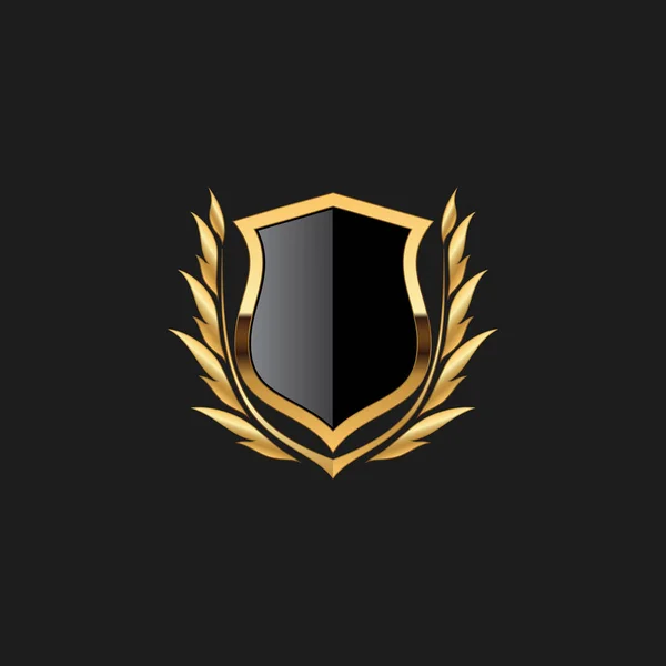 Blank Badge Shield Crest Label Armor Luxury Gold Design Element — Stock Vector