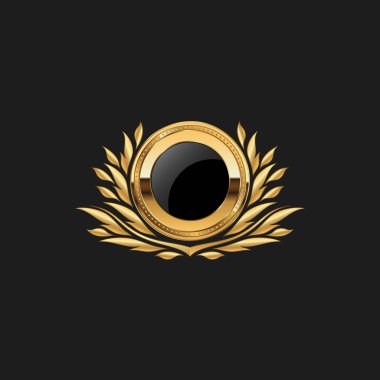 Boş Rozet Shield Crest Etiket Zırh Lüks Altın Tasarım Elemanı Şablon logo arka plan Kart Davetiyeleri Dekorasyon Elemanı için