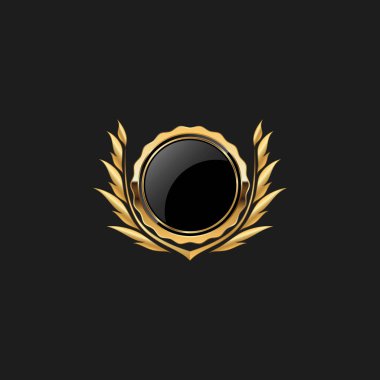 Boş Rozet Shield Crest Etiket Zırh Lüks Altın Tasarım Elemanı Şablon logo arka plan Kart Davetiyeleri Dekorasyon Elemanı için
