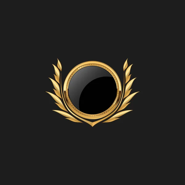 Порожній Значок Щит Crest Етикетка Броня Розкішний Золотий Дизайн Елемент — стоковий вектор
