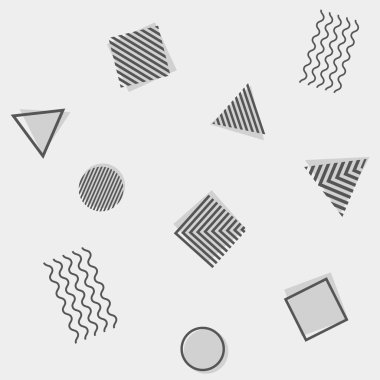 Moda ve duvar kağıdı için renkli ve geometrik şekil ile Dikişsiz Memphis Arka Plan Soyut Desen