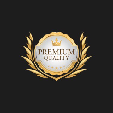 Circle Premium Quality Badge Label Lüks Altın Tasarım Öğesi Şablonu