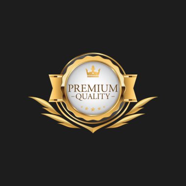Circle Premium Quality Badge Label Lüks Altın Tasarım Öğesi Şablonu