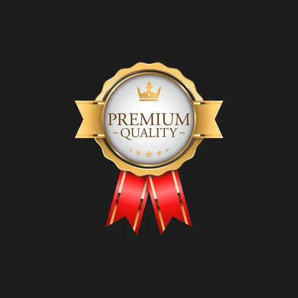 Circle Premium Quality Badge Label Luxury Gold Design Element Template — Stock Vector