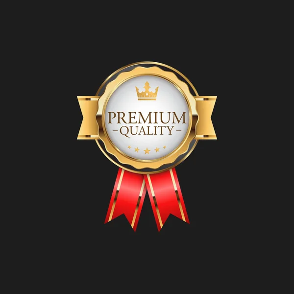 Circle Premium Quality Badge Label Luxury Gold Design Element Template — Stock Vector