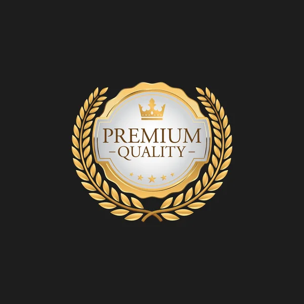 Etiqueta Crachá Qualidade Premium Círculo Modelo Elemento Design Ouro Luxo — Vetor de Stock