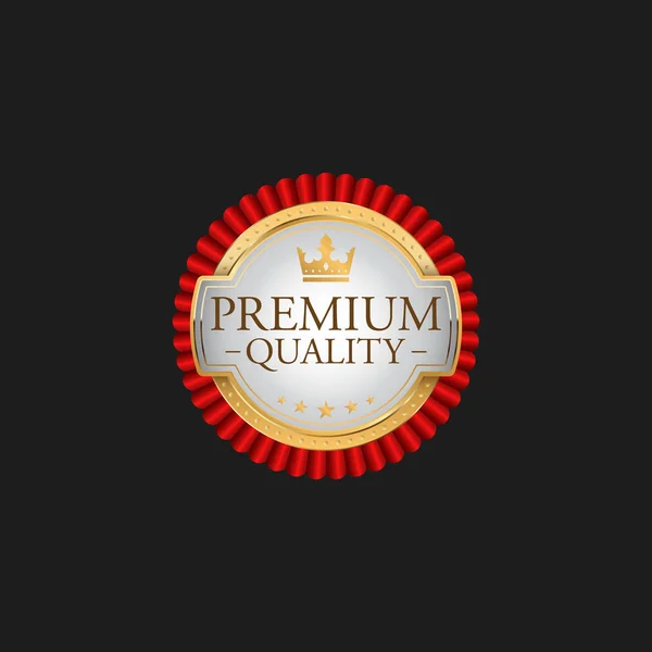 Etiqueta Crachá Qualidade Premium Círculo Modelo Elemento Design Ouro Luxo — Vetor de Stock