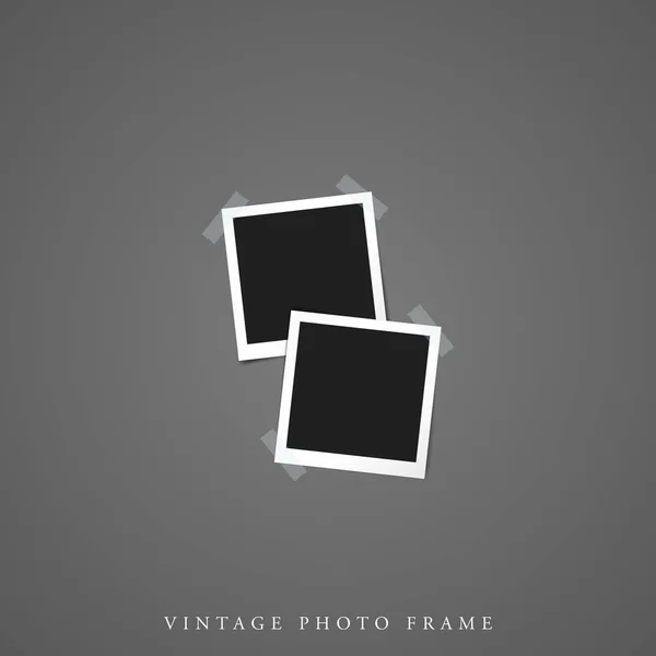 Zwei Doppelte Leere Vintage Fotorahmen Schwarz Innen Mit Schatten Attrappe — Stockvektor