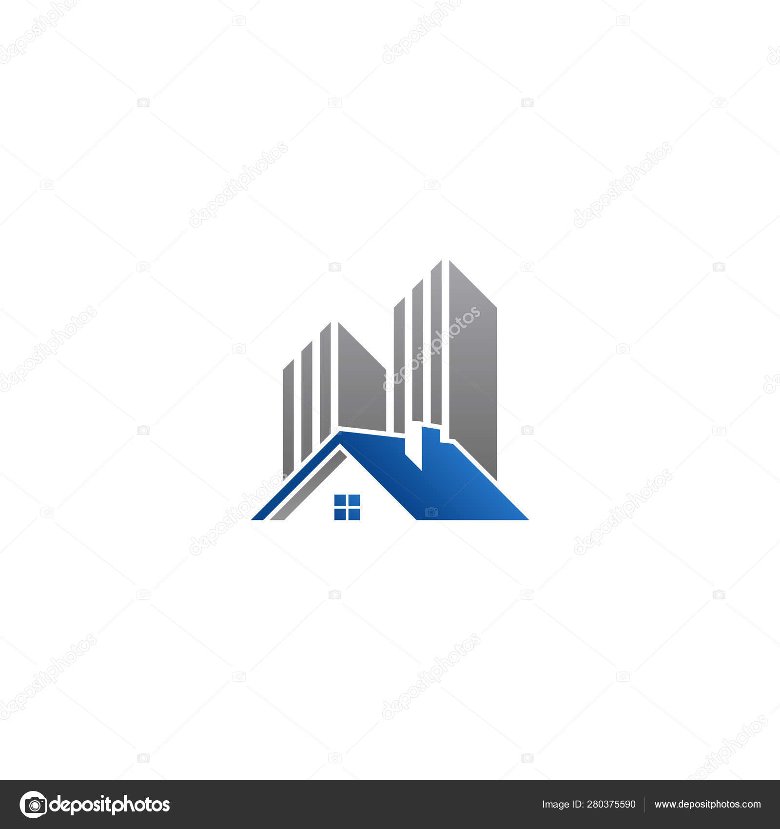 Real Estate Construction Logo Design Vector Template House Building Blue Stock Vector C Light Studio 280375590