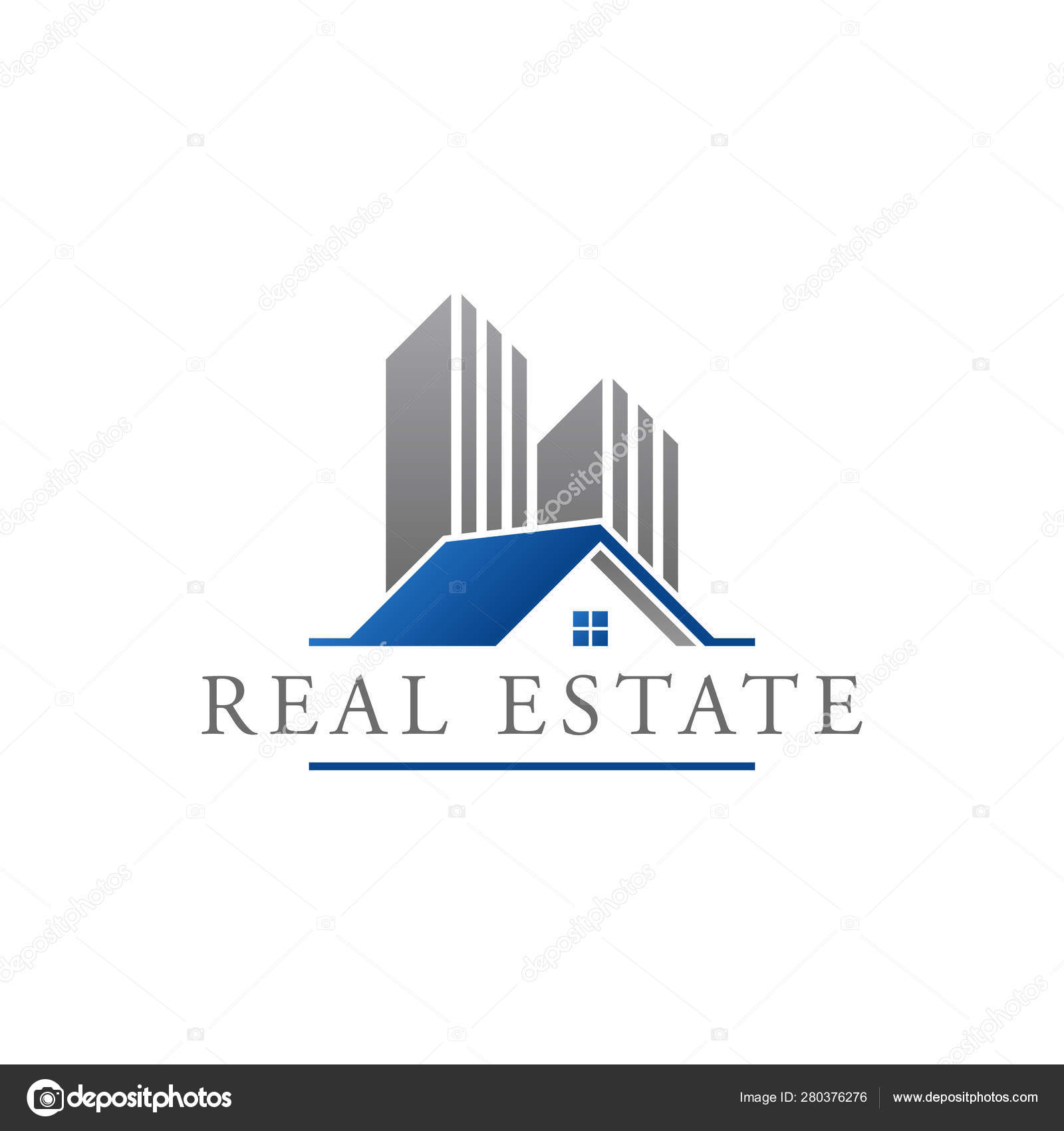 Real Estate Construction Logo Design Vector Template House Building Blue Stock Vector C Light Studio 280376276