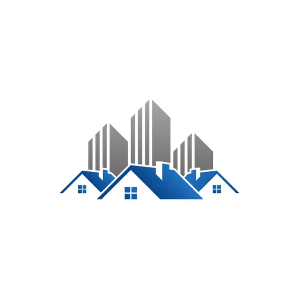 Construcción Inmobiliaria Logotipo Diseño Vector Plantilla Casa Edificio Con Color — Archivo Imágenes Vectoriales