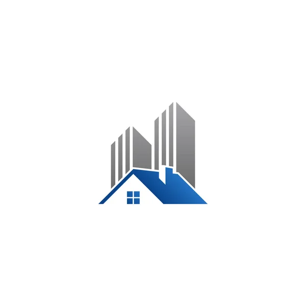 Construção Imobiliário Logo Design Vetor Template Casa Edifício Com Cor — Vetor de Stock