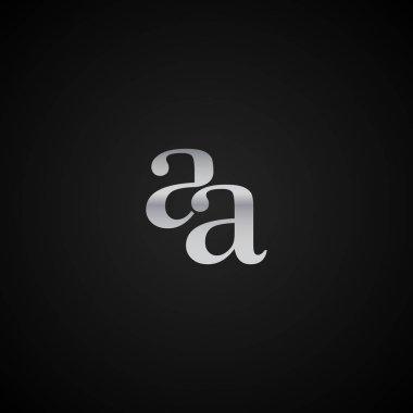 Aa ilk harfi zarif Logo şablonvektör yaratıcı iş siyah ve gümüş renk tabanlı