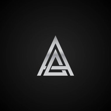 Aa ilk harfi zarif Logo şablonvektör yaratıcı iş siyah ve gümüş renk tabanlı