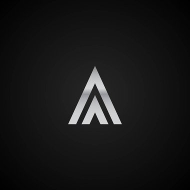 Aa ilk harfi zarif Logo şablonvektör yaratıcı iş siyah ve gümüş renk tabanlı