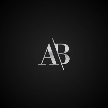 Ab ilk harfi zarif Logo şablonvektör yaratıcı iş siyah ve gümüş renk tabanlı