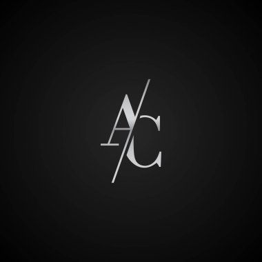 Ac ilk harfi zarif Logo şablonvektör yaratıcı iş siyah ve gümüş renk tabanlı