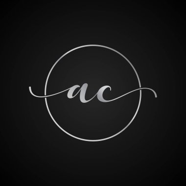Ac ilk harfi zarif Logo şablonvektör yaratıcı iş siyah ve gümüş renk tabanlı