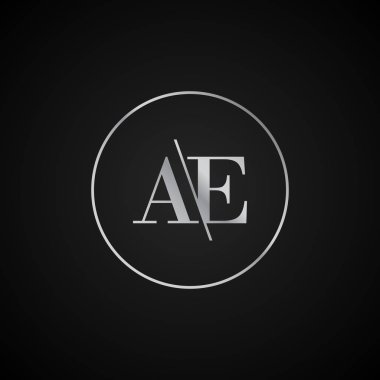 Ae ilk harfi zarif Logo şablonvektör yaratıcı iş siyah ve gümüş renk tabanlı