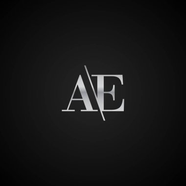 Ae ilk harfi zarif Logo şablonvektör yaratıcı iş siyah ve gümüş renk tabanlı