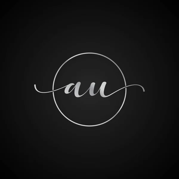 AU initial letter elegant Logo template vector creative business wedding invitation black and silver color based