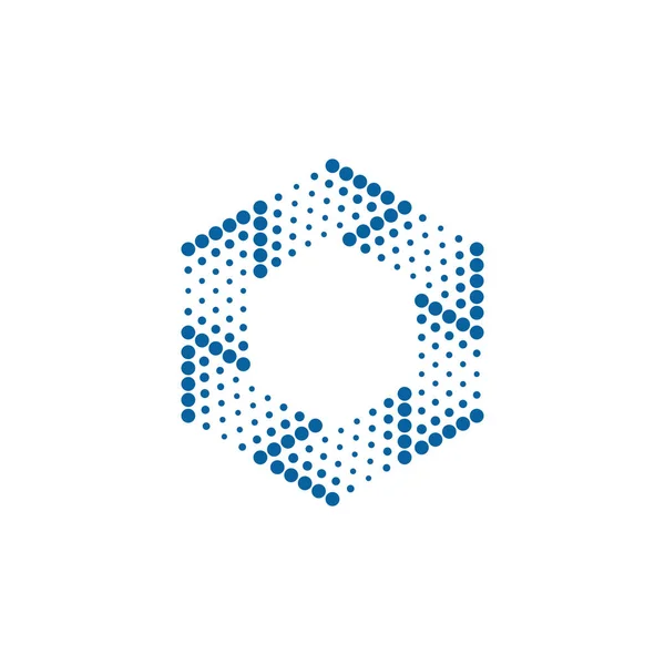 Аннотация Halftone Dots Hexagon Logo Photography Technology Business Health Company — стоковый вектор