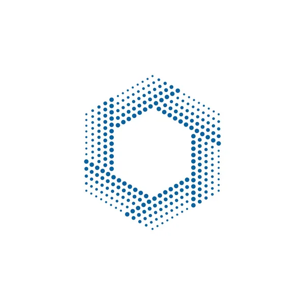 Abstrakt Halvton Prickar Hexagon Logo För Fotografi Teknik Business Health — Stock vektor