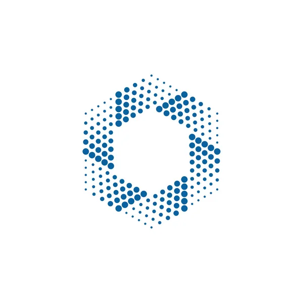 Abstrakt Halvton Prickar Hexagon Logo För Fotografi Teknik Business Health — Stock vektor