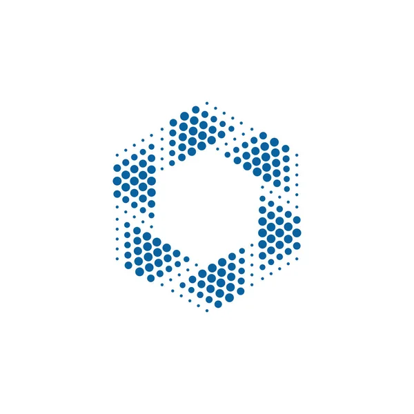 Logotipo Abstracto Halftone Dots Hexagon Para Fotografía Tecnología Negocio Salud — Archivo Imágenes Vectoriales