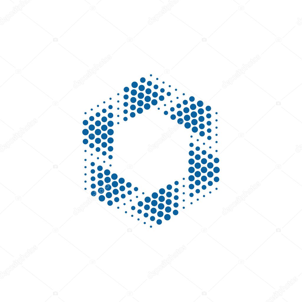Abstract Halftone Dots Hexagon logo for Photography technology business health company design element with modern high end look