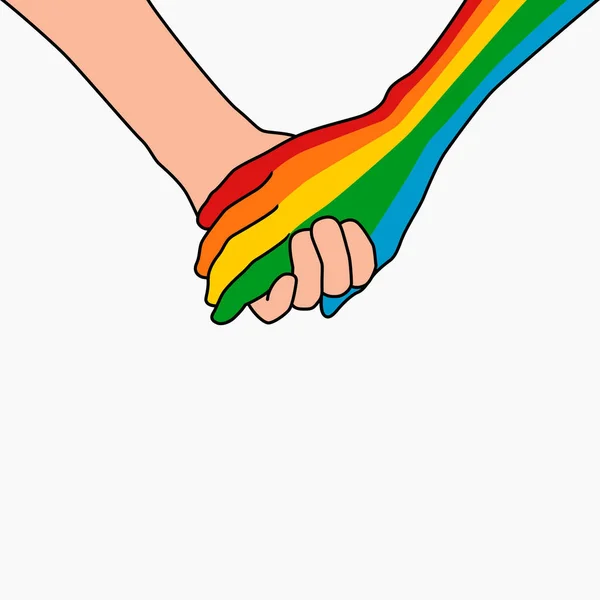 Lgbt Lgbtq Holding Hand Rainbow Flag Lesbian Gay Bisexual Transgender — стоковий вектор
