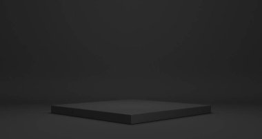 Stand konseptli boş podyum veya kaidesel görünüm, boş ürün rafı 3D oluşturma