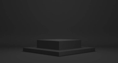 Stand konseptli boş podyum veya kaidesel görünüm, boş ürün rafı 3D oluşturma