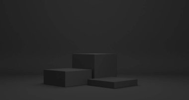 Stand konseptli boş podyum veya kaidesel görünüm, boş ürün rafı 3D oluşturma