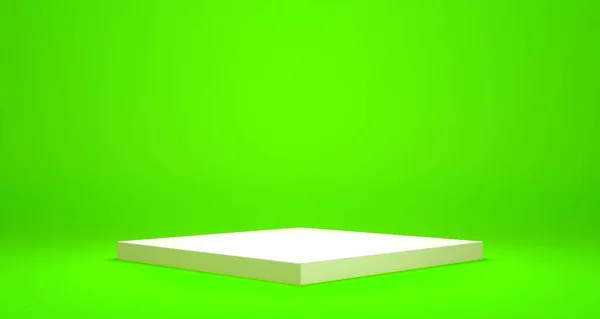 Visualizzazione Vuota Del Podio Del Piedistallo Sfondo Verde Calce Con — Foto Stock