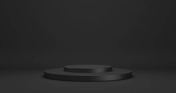 Espectáculo Podio Pedestal Fondo Negro Con Concepto Stand Plataforma Productos — Foto de Stock