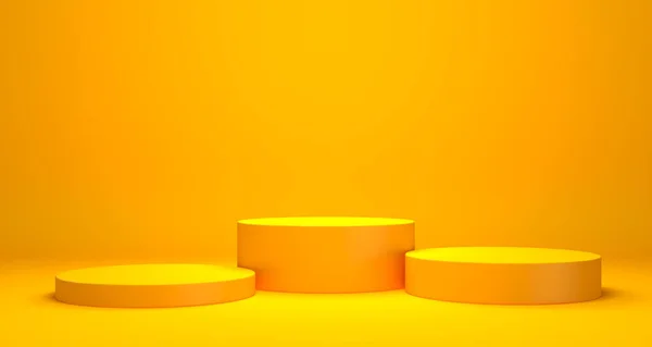 Espectáculo Podio Pedestal Sobre Fondo Amarillo Con Concepto Stand Plataforma — Foto de Stock