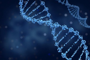 Yaratıcı konsept sağlık veya tıp endüstrisi ve kişisel kullanım için derinlik ve karanlık arkaplan içeren 3D DNA Kapat