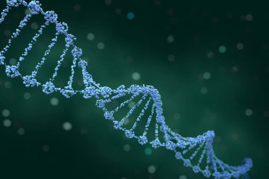 Yaratıcı konsept sağlık veya tıp endüstrisi ve kişisel kullanım için derinlik ve karanlık arkaplan içeren 3D DNA Kapat