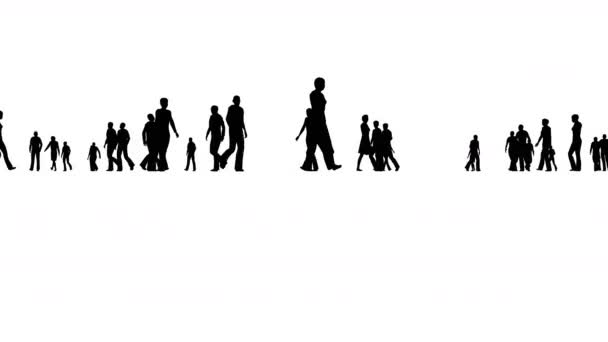 人群行走3D动画轮廓4K分辨率白色背景 — 图库视频影像