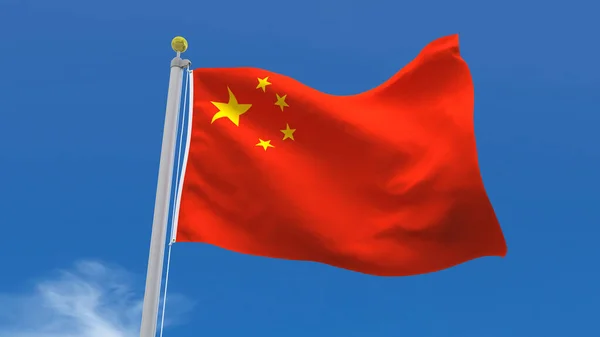 Bandera China País Representación Agitar Ondeando Sobre Fondo Del Cielo — Foto de Stock