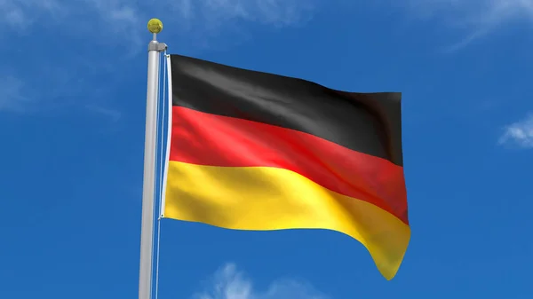 Tyskland Flagga Land Rendering Viftande Fladdrande Mot Bakgrund Den Blå — Stockfoto