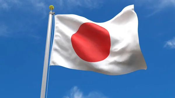 Japão Bandeira País Rendering Acenando Balançando Contra Fundo Céu Azul — Fotografia de Stock