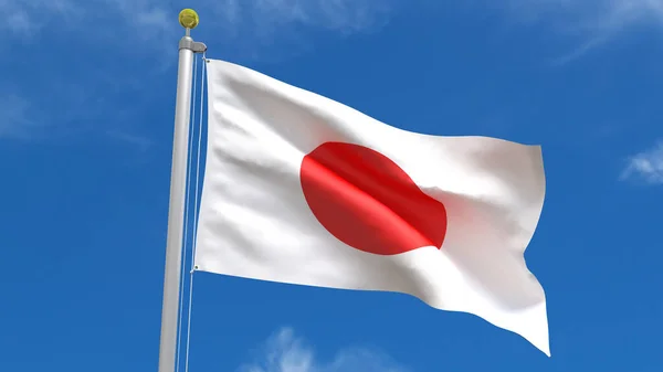 Japão Bandeira País Rendering Acenando Balançando Contra Fundo Céu Azul — Fotografia de Stock