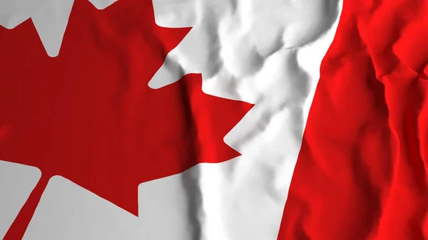 Канадский Флаг Страна Крупный План Рендеринг Текстурой Шелка Хлопка Полиэстера — стоковое фото