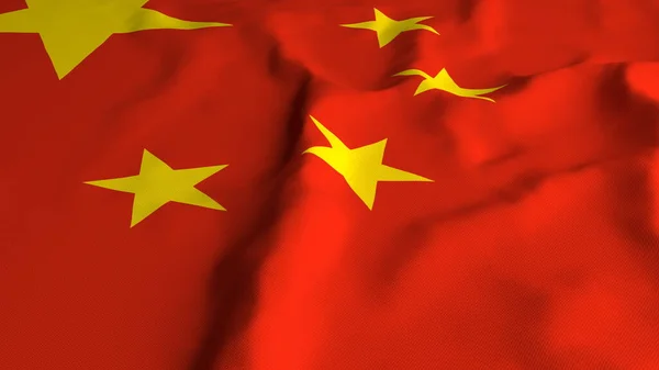 China Bandeira País Closeup Renderização Com Tecido Seda Algodão Poliéster — Fotografia de Stock