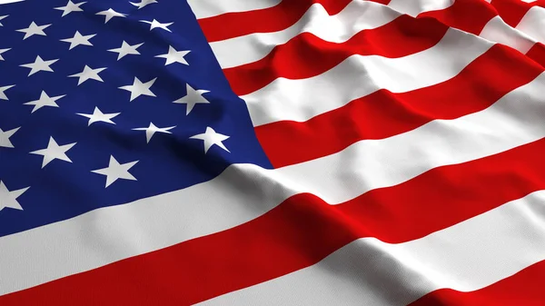 美国国旗国家服装三维渲染与面料丝棉涤纶面料为背景横幅 — 图库照片