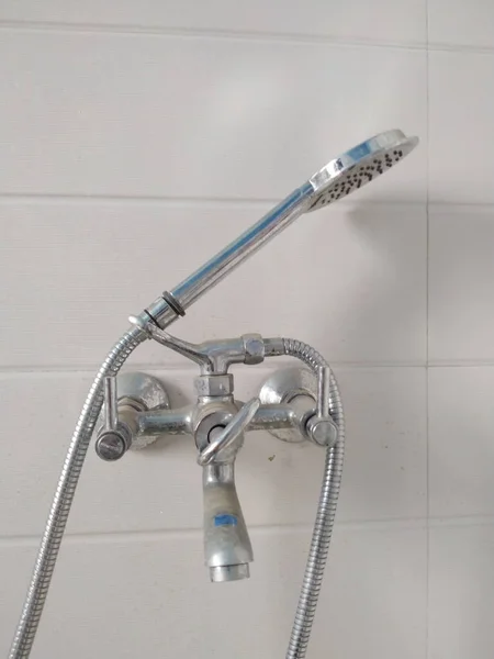 Détail Robinet Eau Douche Dans Salle Bain — Photo