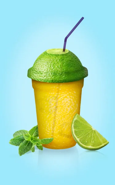 Nane, limon ve kireç ile Mojito bir bardak 3d Stilistik görüntü