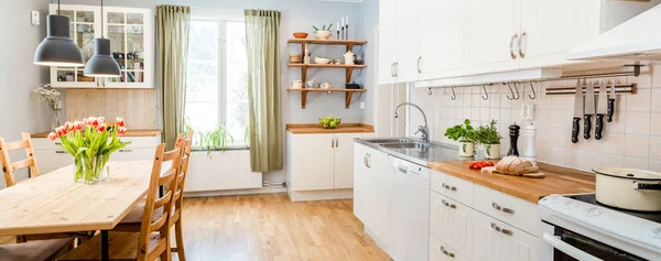 Cocina Moderna Interior Con Mesa Cocina — Foto de Stock